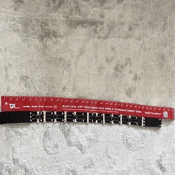 Maje Black Leather Belt with Black stones and Silver hardware - Picture 11 of 16